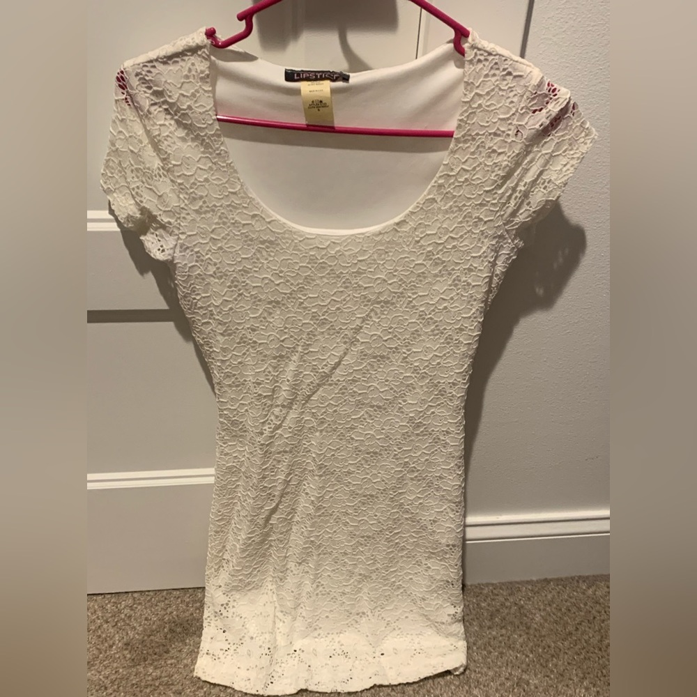 Crochet white tight junior dress